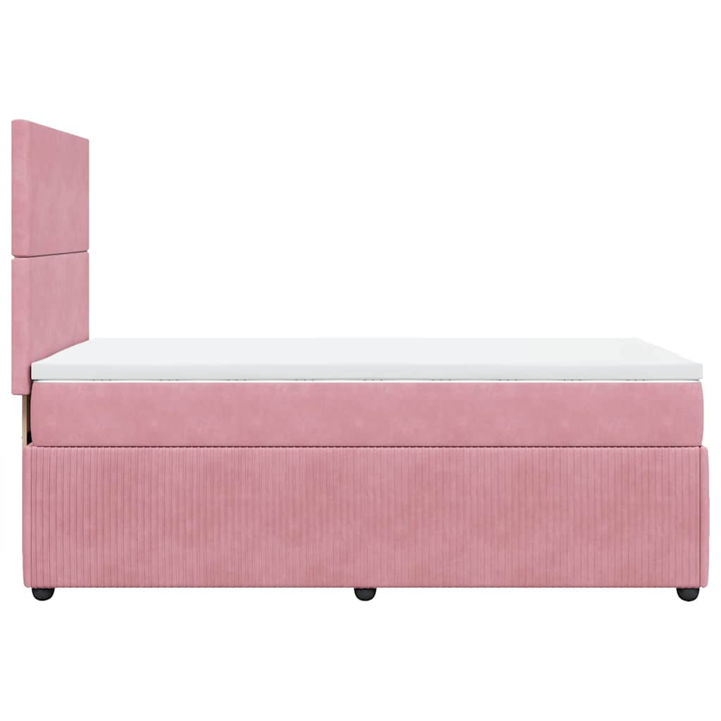 vidaXL Κρεβάτι Boxspring με Στρώμα Ροζ 90x200 εκ. Βελούδινο