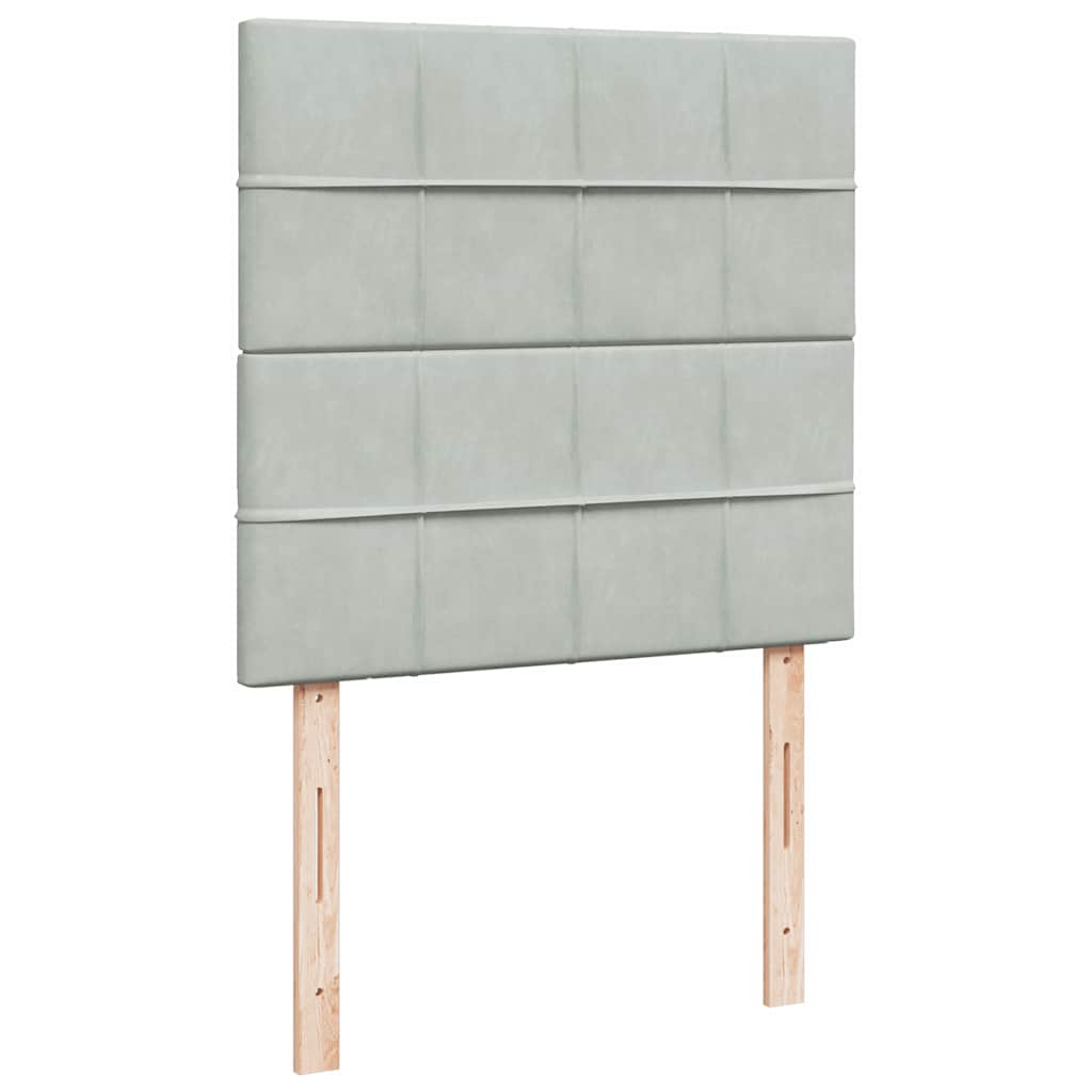vidaXL Κρεβάτι Boxspring με Στρώμα Ανοιχτό Γκρι 90x200 εκ. Βελούδινο