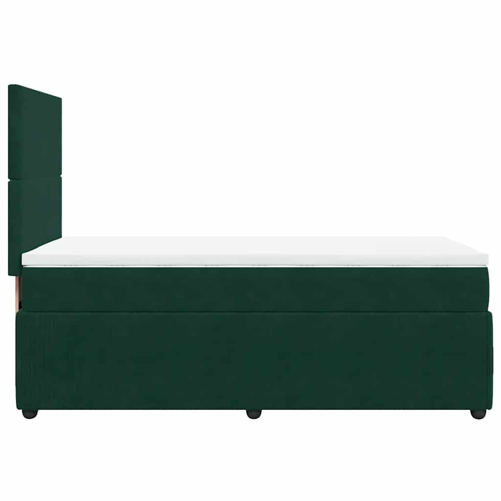 vidaXL Κρεβάτι Boxspring με Στρώμα Σκούρο Πράσινο 90x200 εκ. Βελούδινο