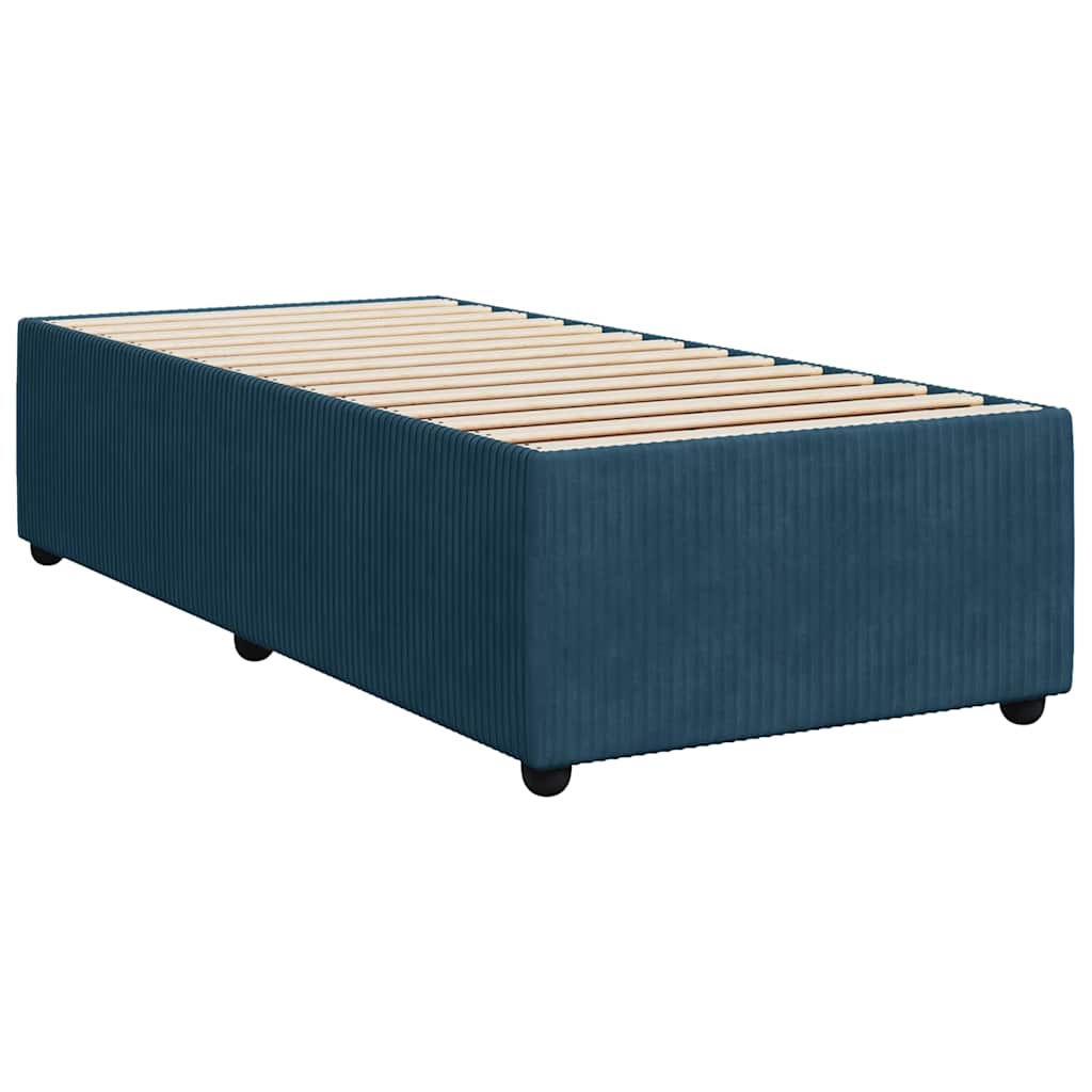 vidaXL Κρεβάτι Boxspring με Στρώμα Σκούρο Μπλε 90x200 εκ. Βελούδινο