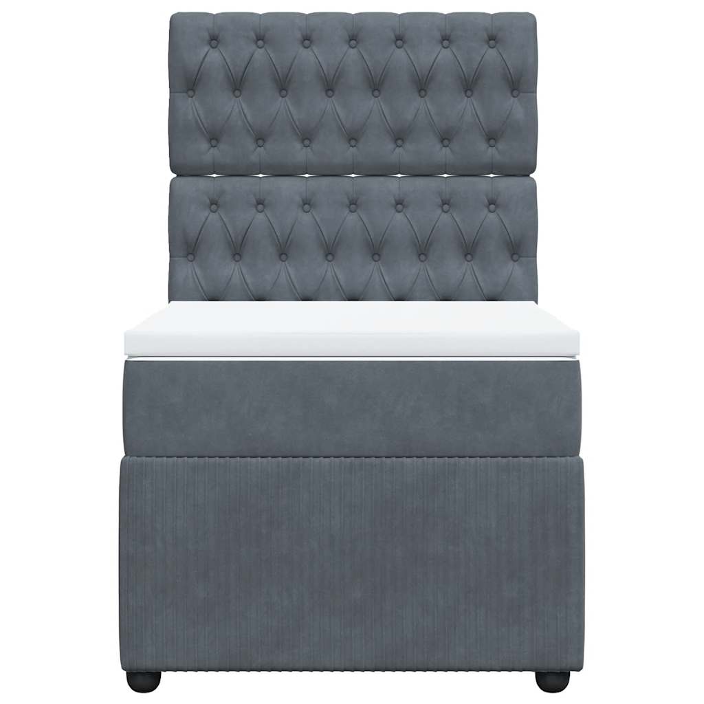vidaXL Κρεβάτι Boxspring με Στρώμα Σκούρο Γκρι 90x200 εκ. Βελούδινο