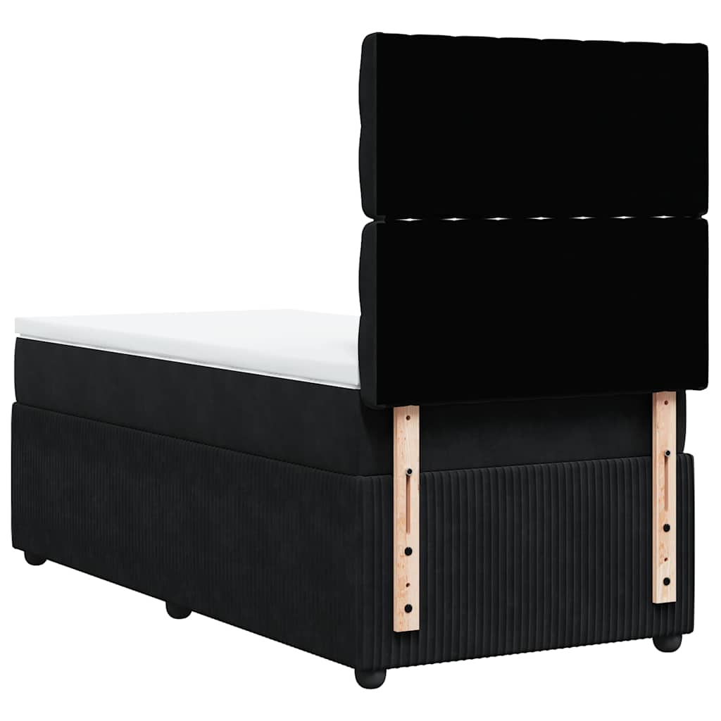 vidaXL Κρεβάτι Boxspring με Στρώμα Μαύρο 90x200 εκ. Βελούδινο