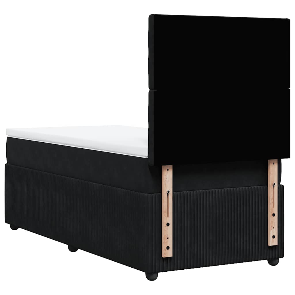 vidaXL Κρεβάτι Boxspring με Στρώμα Μαύρο 90x200 εκ. Βελούδινο