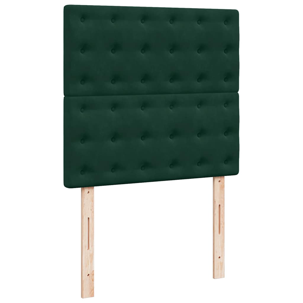 vidaXL Κρεβάτι Boxspring με Στρώμα Σκούρο Πράσινο 90x200 εκ. Βελούδινο