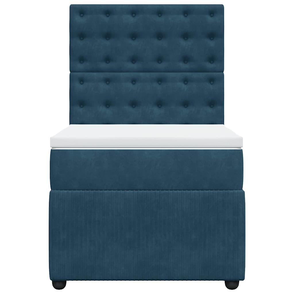 vidaXL Κρεβάτι Boxspring με Στρώμα Σκούρο Μπλε 90x200 εκ. Βελούδινο