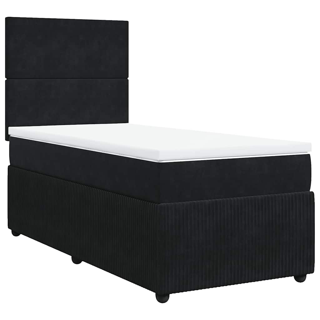 vidaXL Κρεβάτι Boxspring με Στρώμα Μαύρο 100x200 εκ. Βελούδινο