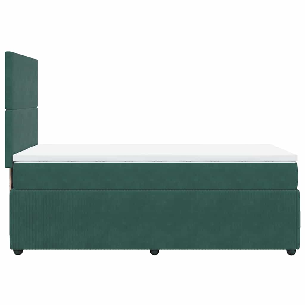 vidaXL Κρεβάτι Boxspring με Στρώμα Σκούρο Πράσινο 100x200εκ. Βελούδινο