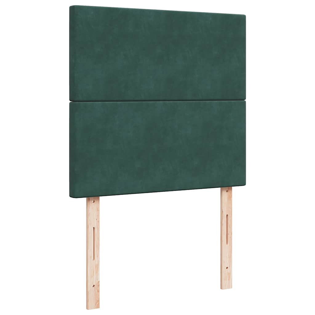 vidaXL Κρεβάτι Boxspring με Στρώμα Σκούρο Πράσινο 100x200εκ. Βελούδινο