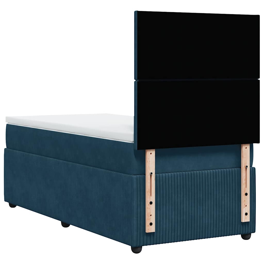 vidaXL Κρεβάτι Boxspring με Στρώμα Σκούρο Μπλε 100x200 εκ. Βελούδινο