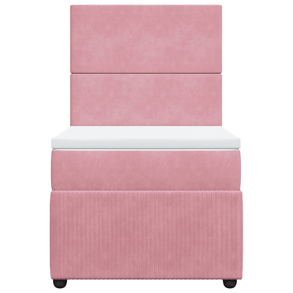 vidaXL Κρεβάτι Boxspring με Στρώμα Ροζ 100x200 εκ. Βελούδινο