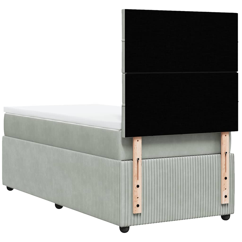 vidaXL Κρεβάτι Boxspring με Στρώμα Ανοιχτό Γκρι 100x200 εκ. Βελούδινο