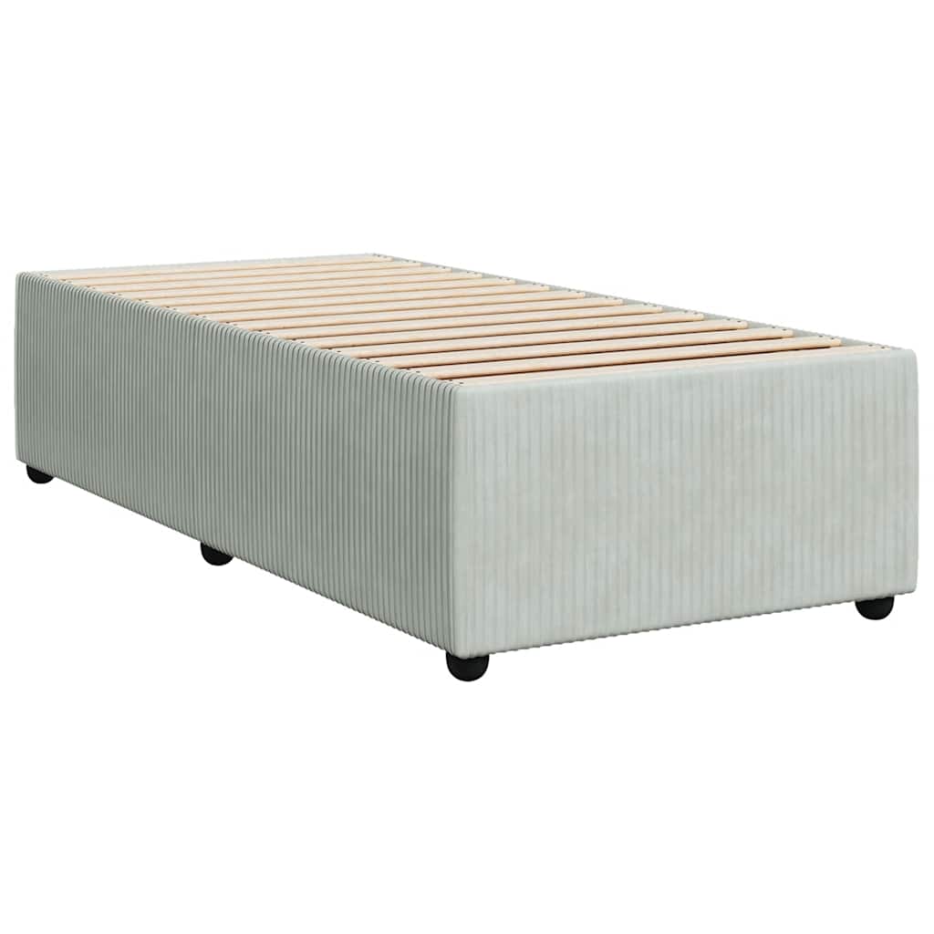 vidaXL Κρεβάτι Boxspring με Στρώμα Ανοιχτό Γκρι 100x200 εκ. Βελούδινο