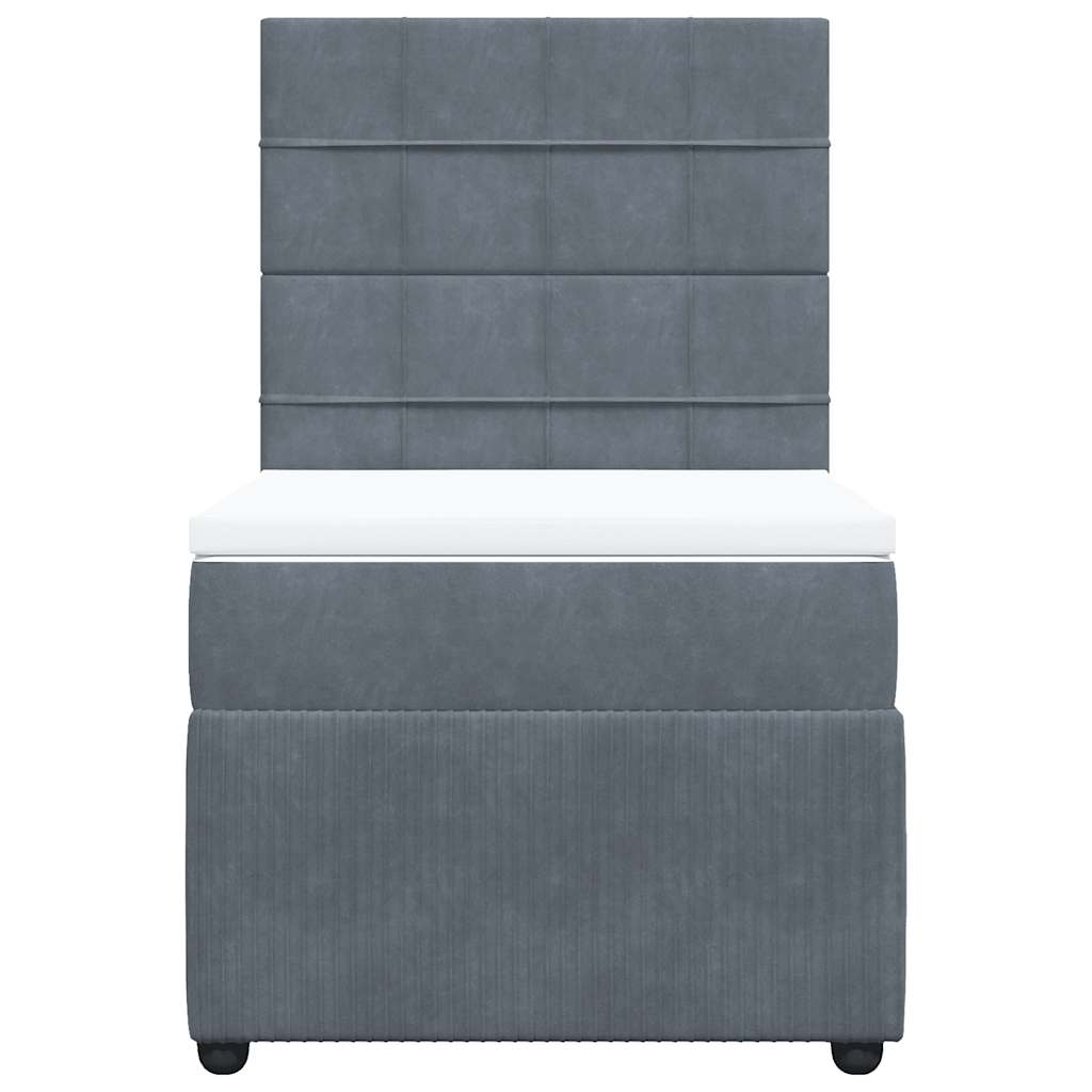 vidaXL Κρεβάτι Boxspring με Στρώμα Σκούρο Γκρι 100x200 εκ. Βελούδινο