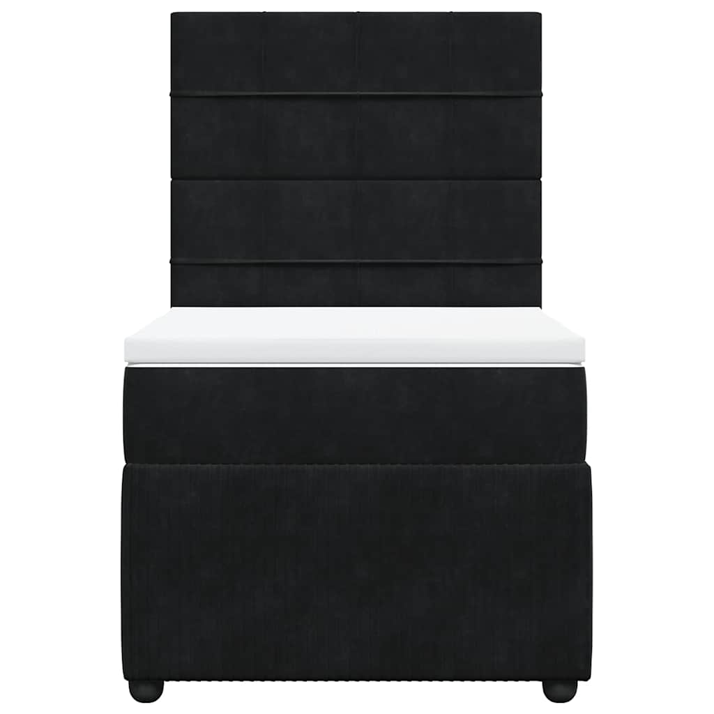 vidaXL Κρεβάτι Boxspring με Στρώμα Μαύρο 100x200 εκ. Βελούδινο