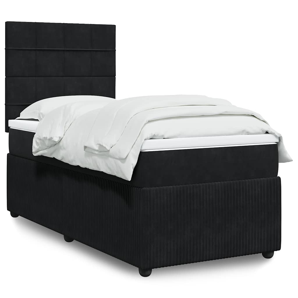 vidaXL Κρεβάτι Boxspring με Στρώμα Μαύρο 100x200 εκ. Βελούδινο