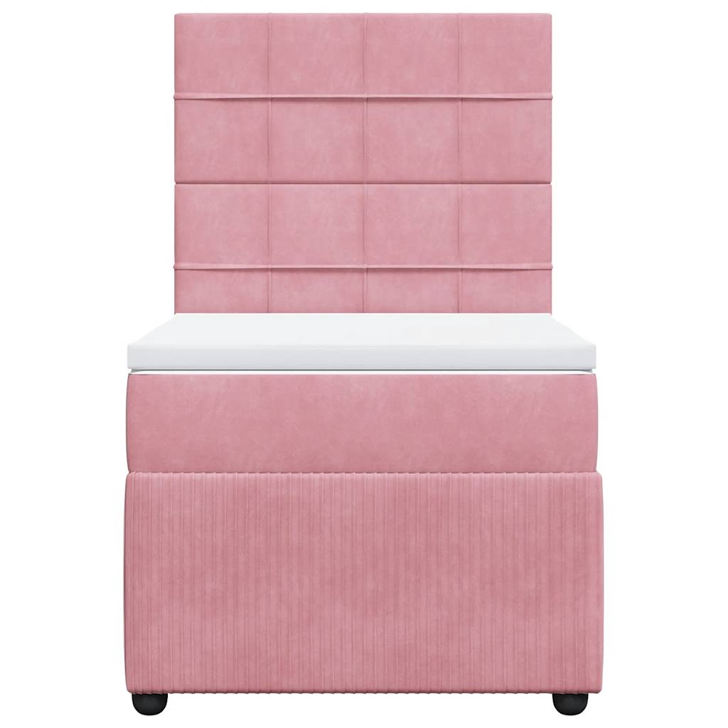 vidaXL Κρεβάτι Boxspring με Στρώμα Ροζ 100x200 εκ. Βελούδινο