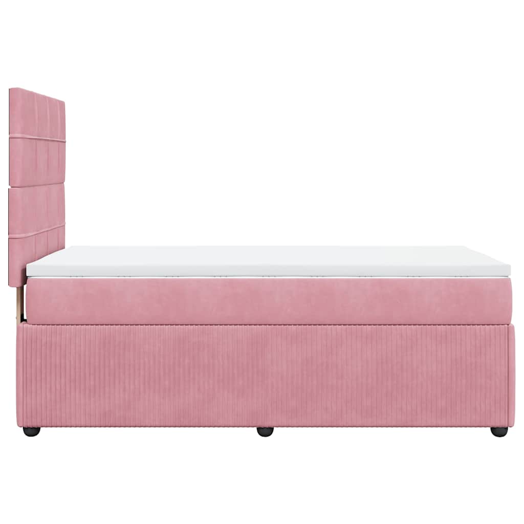 vidaXL Κρεβάτι Boxspring με Στρώμα Ροζ 100x200 εκ. Βελούδινο