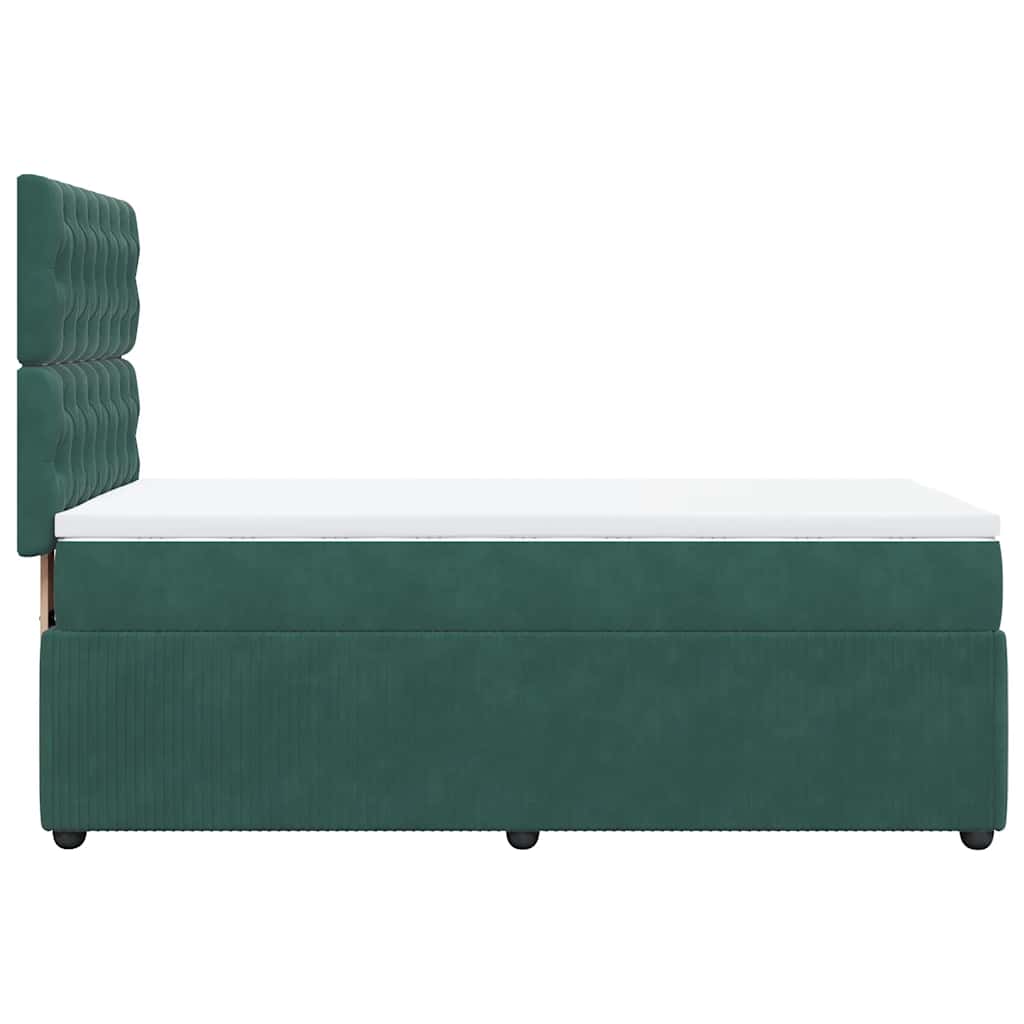 vidaXL Κρεβάτι Boxspring με Στρώμα Σκούρο Πράσινο 100x200εκ. Βελούδινο