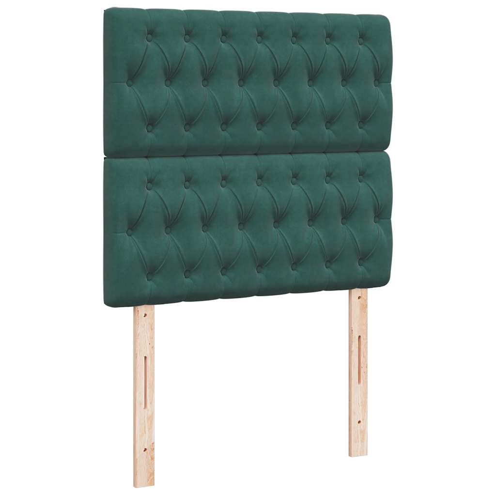 vidaXL Κρεβάτι Boxspring με Στρώμα Σκούρο Πράσινο 100x200εκ. Βελούδινο