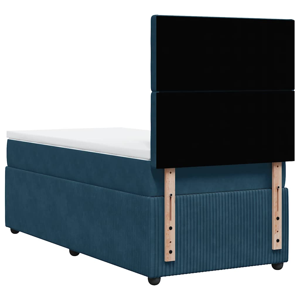vidaXL Κρεβάτι Boxspring με Στρώμα Σκούρο Μπλε 100x200 εκ. Βελούδινο