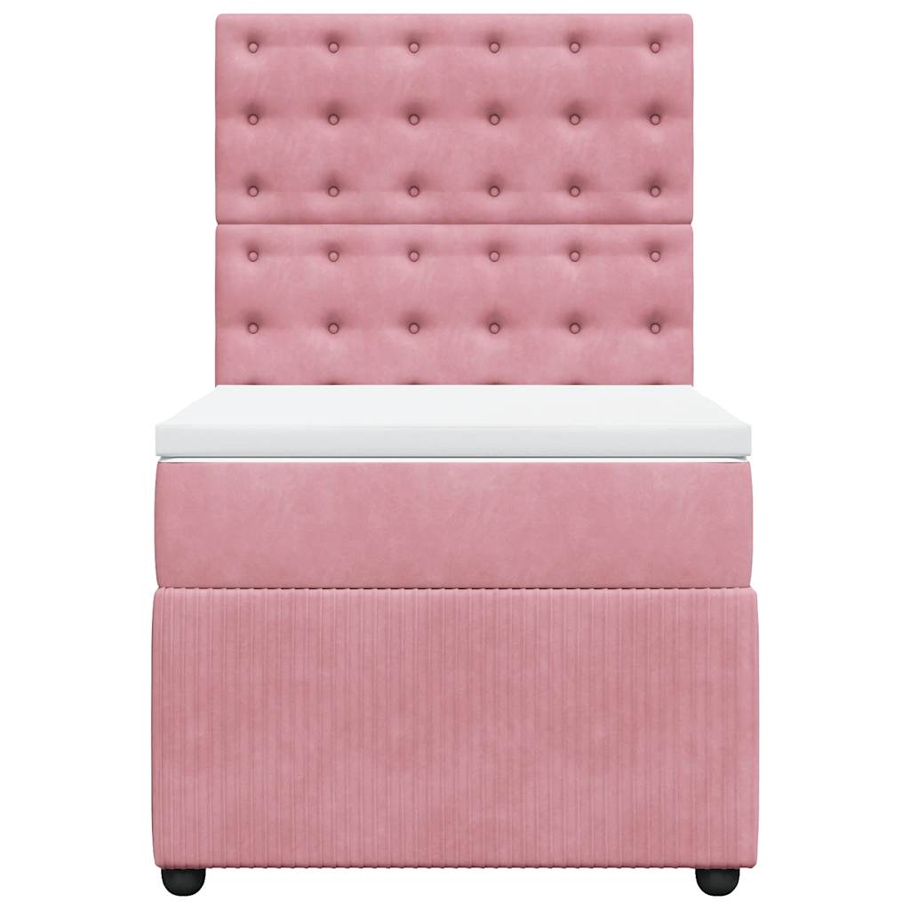 vidaXL Κρεβάτι Boxspring με Στρώμα Ροζ 100x200 εκ. Βελούδινο