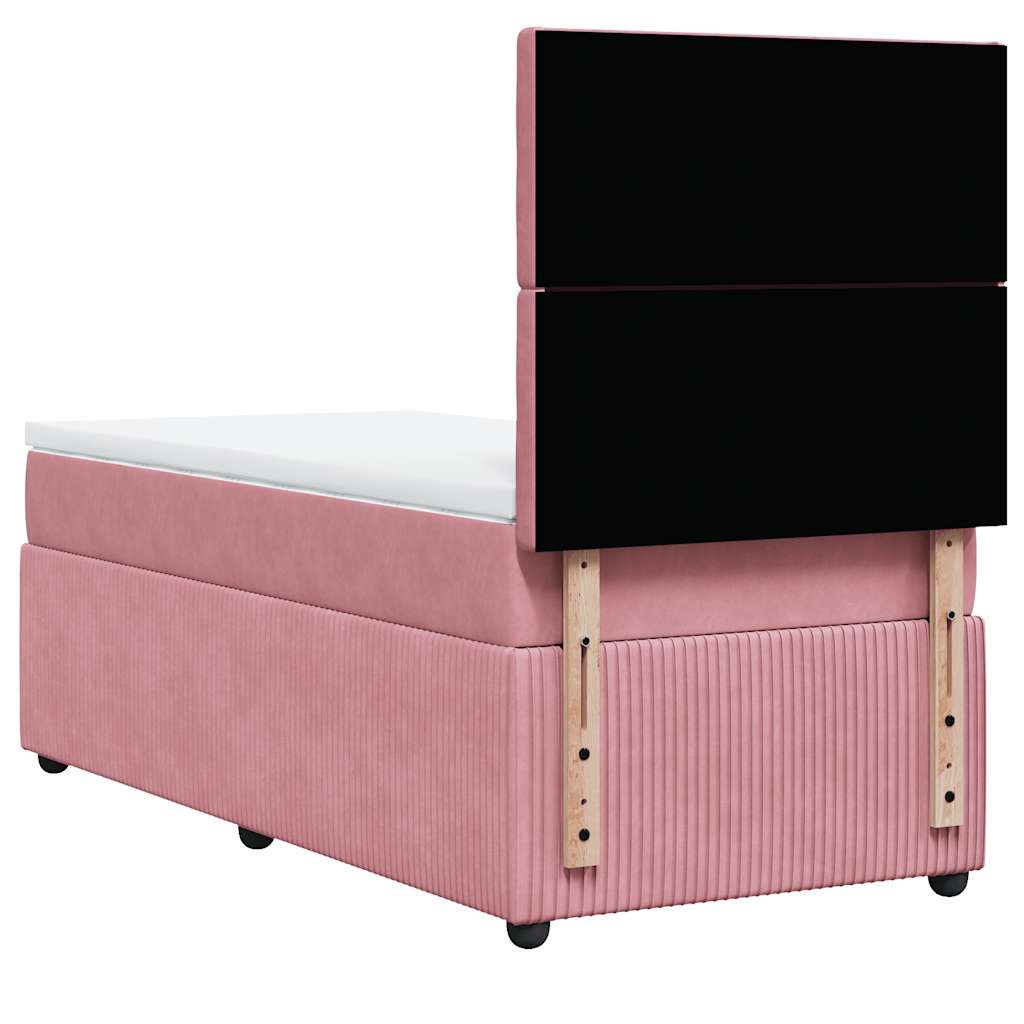 vidaXL Κρεβάτι Boxspring με Στρώμα Ροζ 100x200 εκ. Βελούδινο