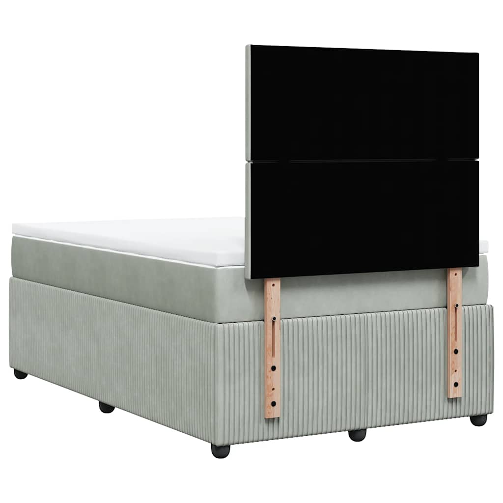 vidaXL Κρεβάτι Boxspring με Στρώμα Ανοιχτό Γκρι 120x190 εκ. Βελούδινο