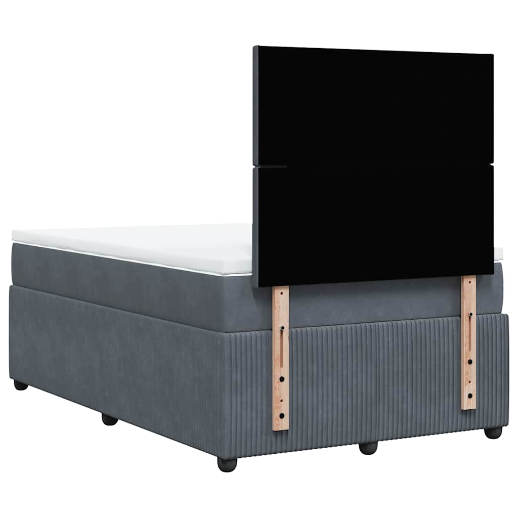 vidaXL Κρεβάτι Boxspring με Στρώμα Σκούρο Γκρι 120x190 εκ. Βελούδινο