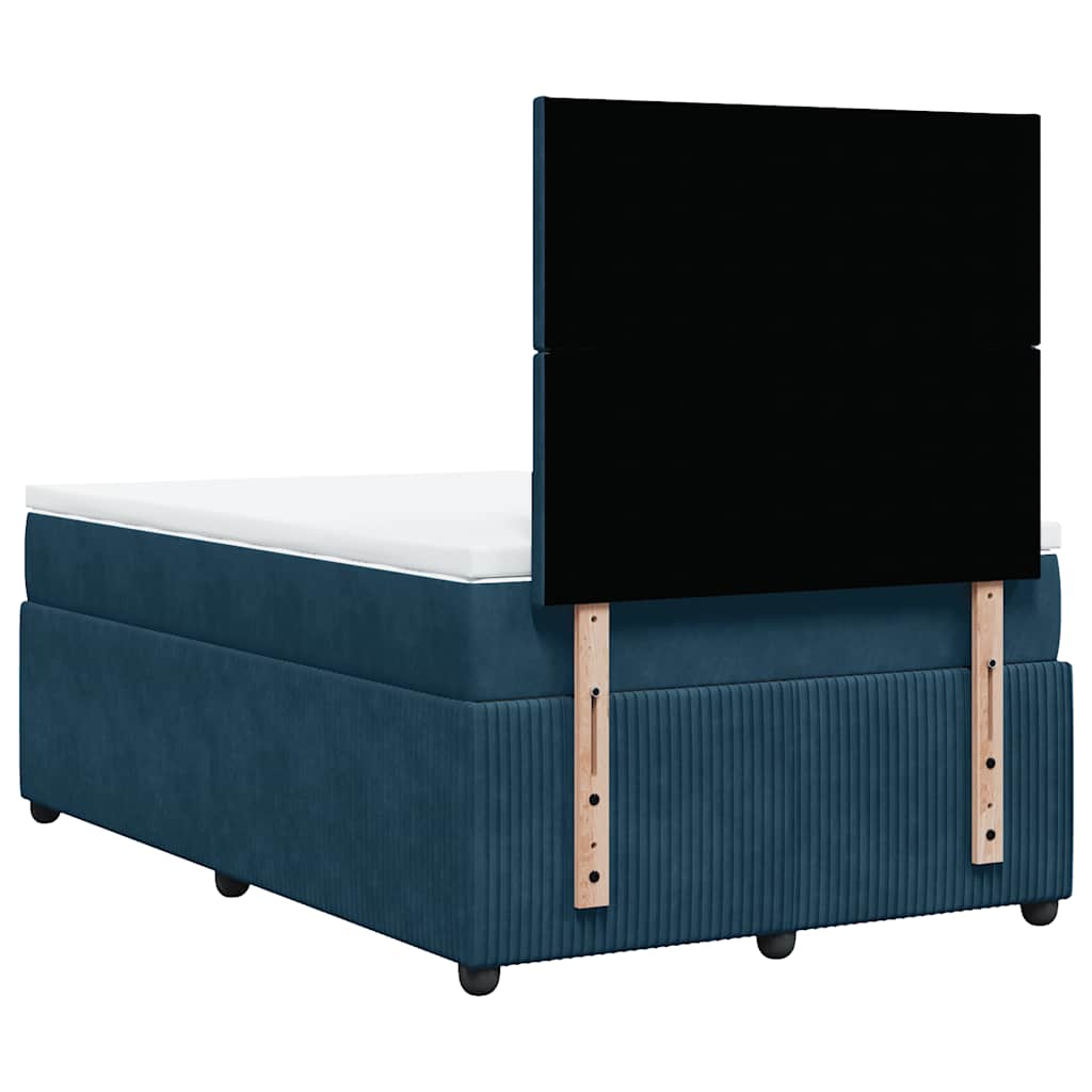vidaXL Κρεβάτι Boxspring με Στρώμα Σκούρο Μπλε 120x190 εκ. Βελούδινο