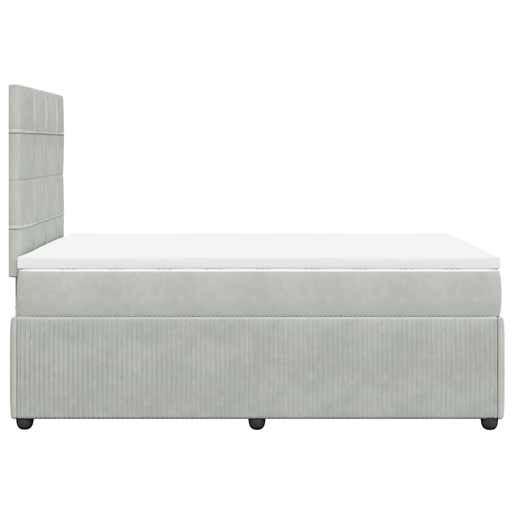 vidaXL Κρεβάτι Boxspring με Στρώμα Ανοιχτό Γκρι 120x190 εκ. Βελούδινο