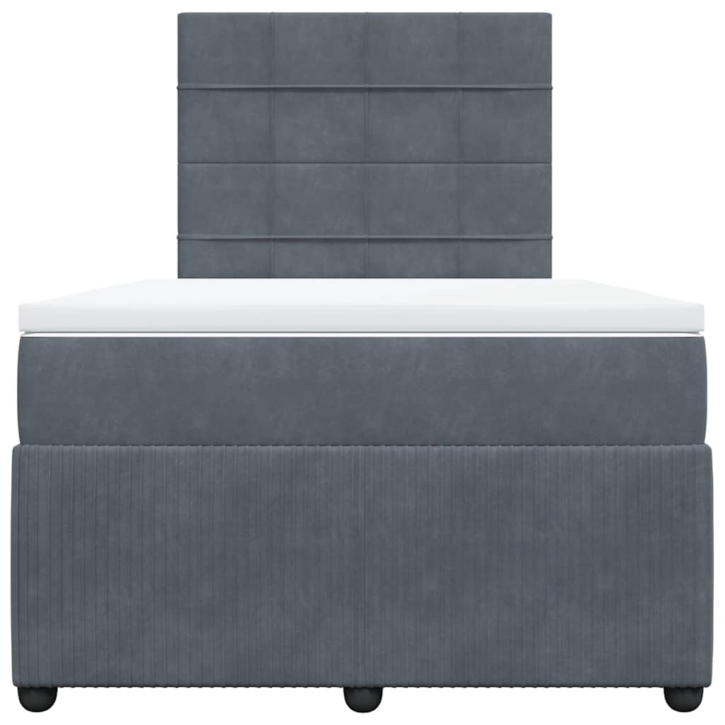 vidaXL Κρεβάτι Boxspring με Στρώμα Σκούρο Γκρι 120x190 εκ. Βελούδινο