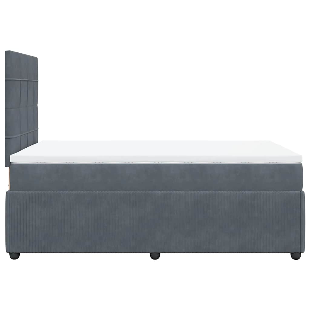 vidaXL Κρεβάτι Boxspring με Στρώμα Σκούρο Γκρι 120x190 εκ. Βελούδινο