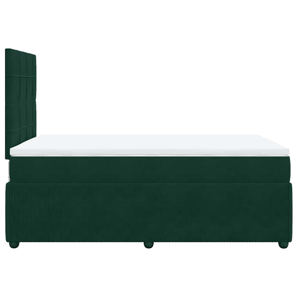 vidaXL Κρεβάτι Boxspring με Στρώμα Σκούρο Πράσινο 120x190εκ. Βελούδινο