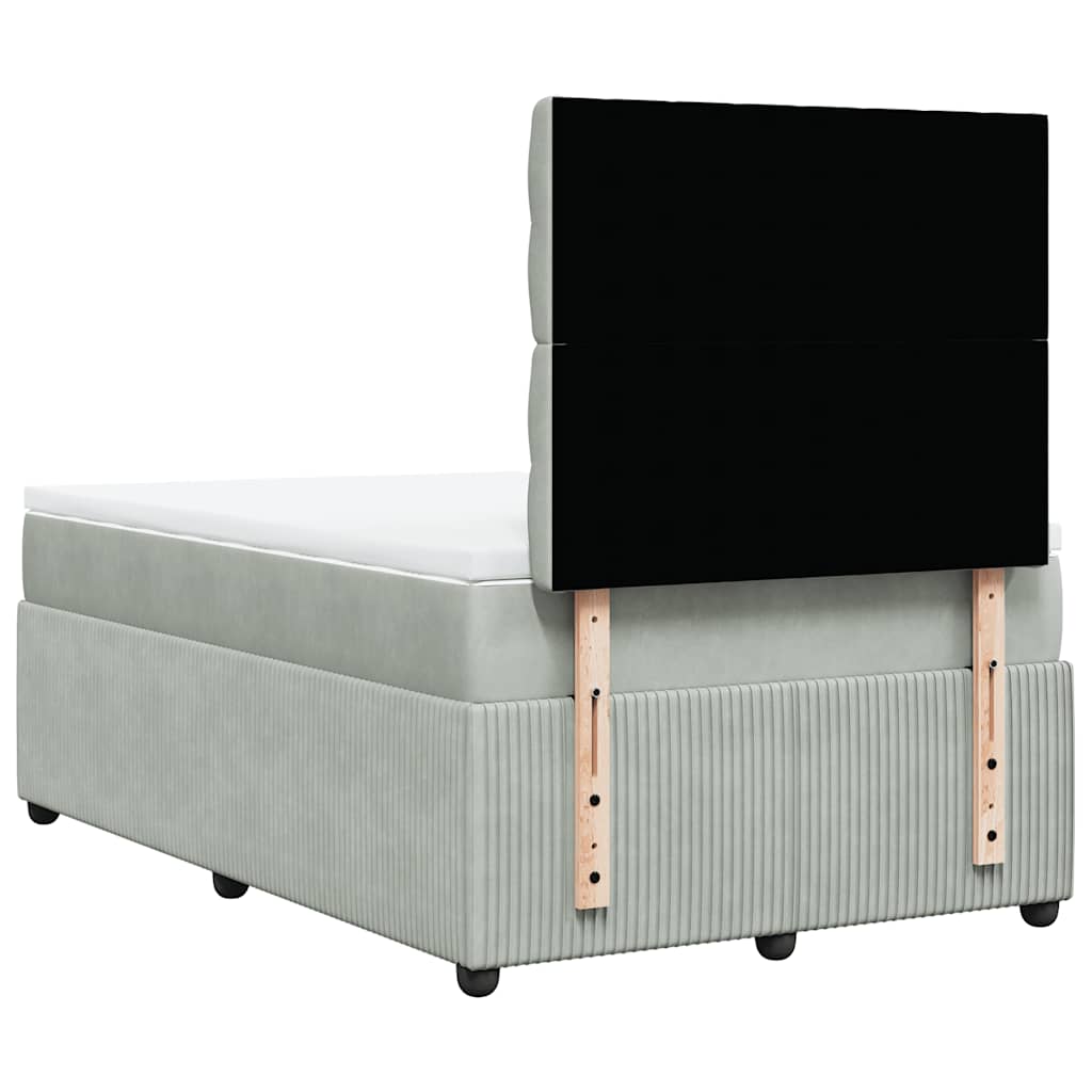 vidaXL Κρεβάτι Boxspring με Στρώμα Ανοιχτό Γκρι 120x190 εκ. Βελούδινο