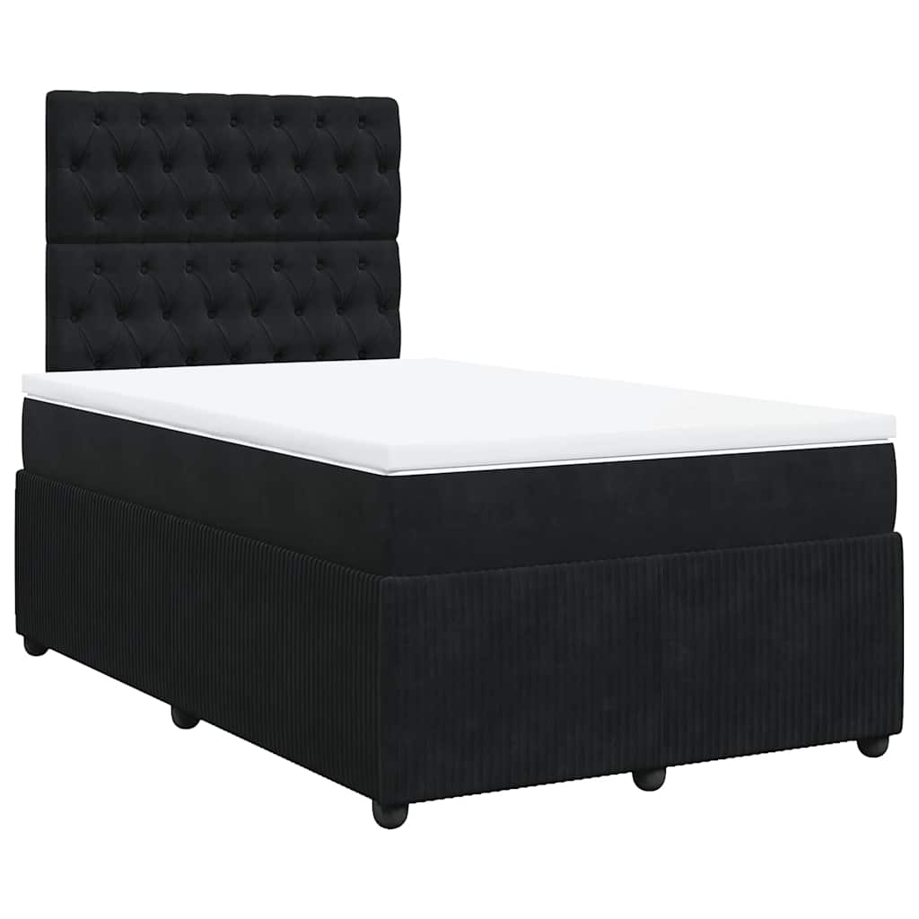 vidaXL Κρεβάτι Boxspring με Στρώμα Μαύρο 120x190 εκ. Βελούδινο