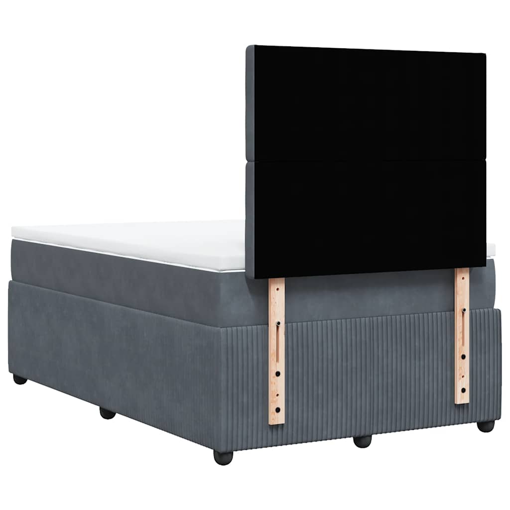vidaXL Κρεβάτι Boxspring με Στρώμα Σκούρο Γκρι 120x190 εκ. Βελούδινο