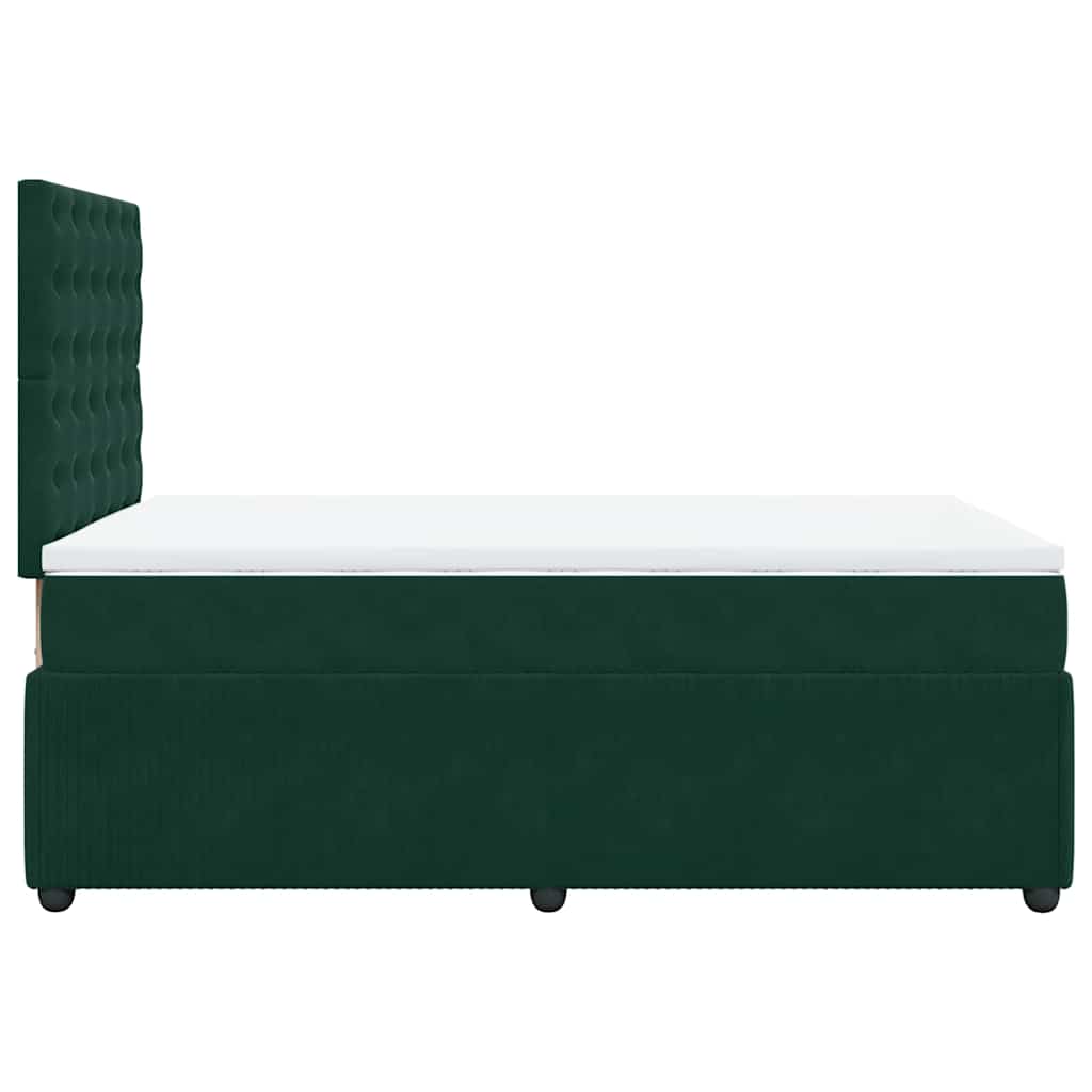 vidaXL Κρεβάτι Boxspring με Στρώμα Σκούρο Πράσινο 120x190εκ. Βελούδινο