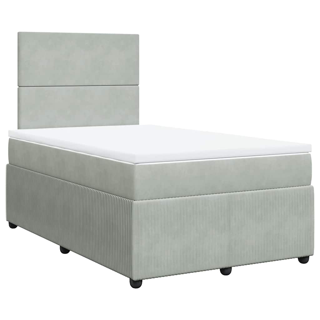 vidaXL Κρεβάτι Boxspring με Στρώμα Ανοιχτό Γκρι 120x200 εκ. Βελούδινο