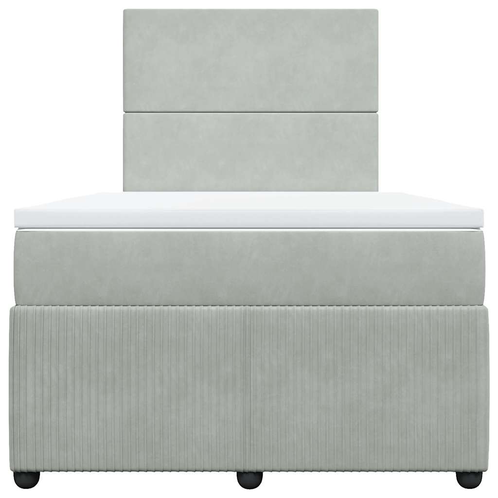 vidaXL Κρεβάτι Boxspring με Στρώμα Ανοιχτό Γκρι 120x200 εκ. Βελούδινο