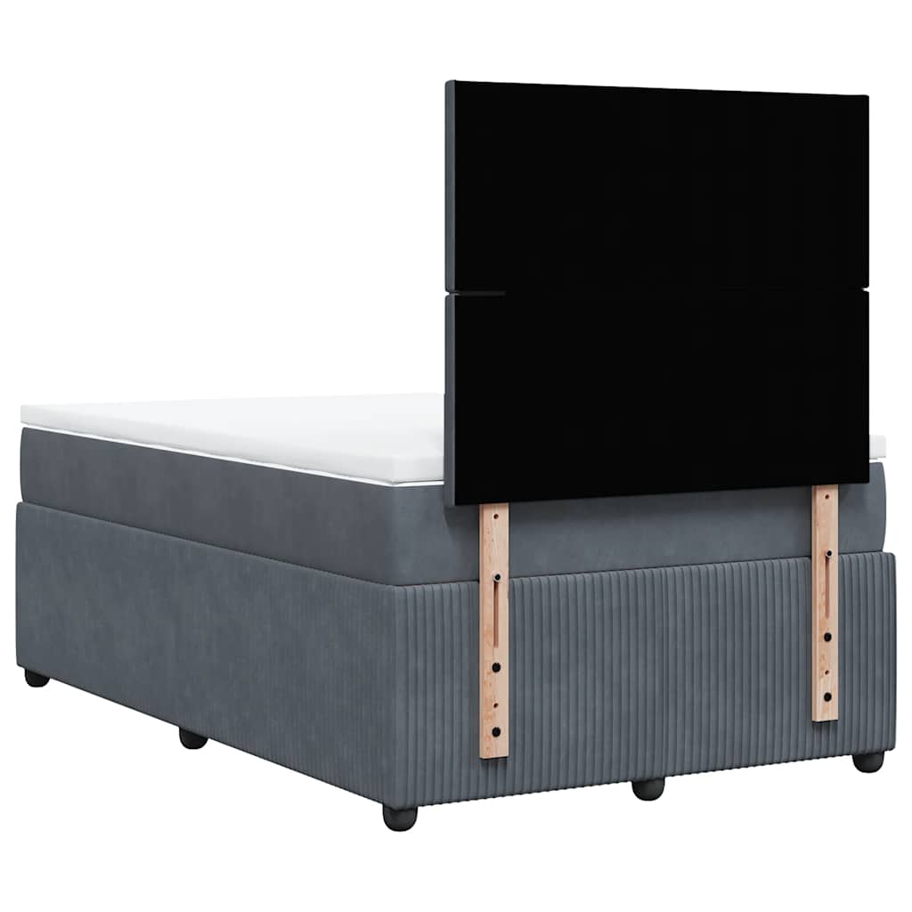 vidaXL Κρεβάτι Boxspring με Στρώμα Σκούρο Γκρι 120x200 εκ. Βελούδινο