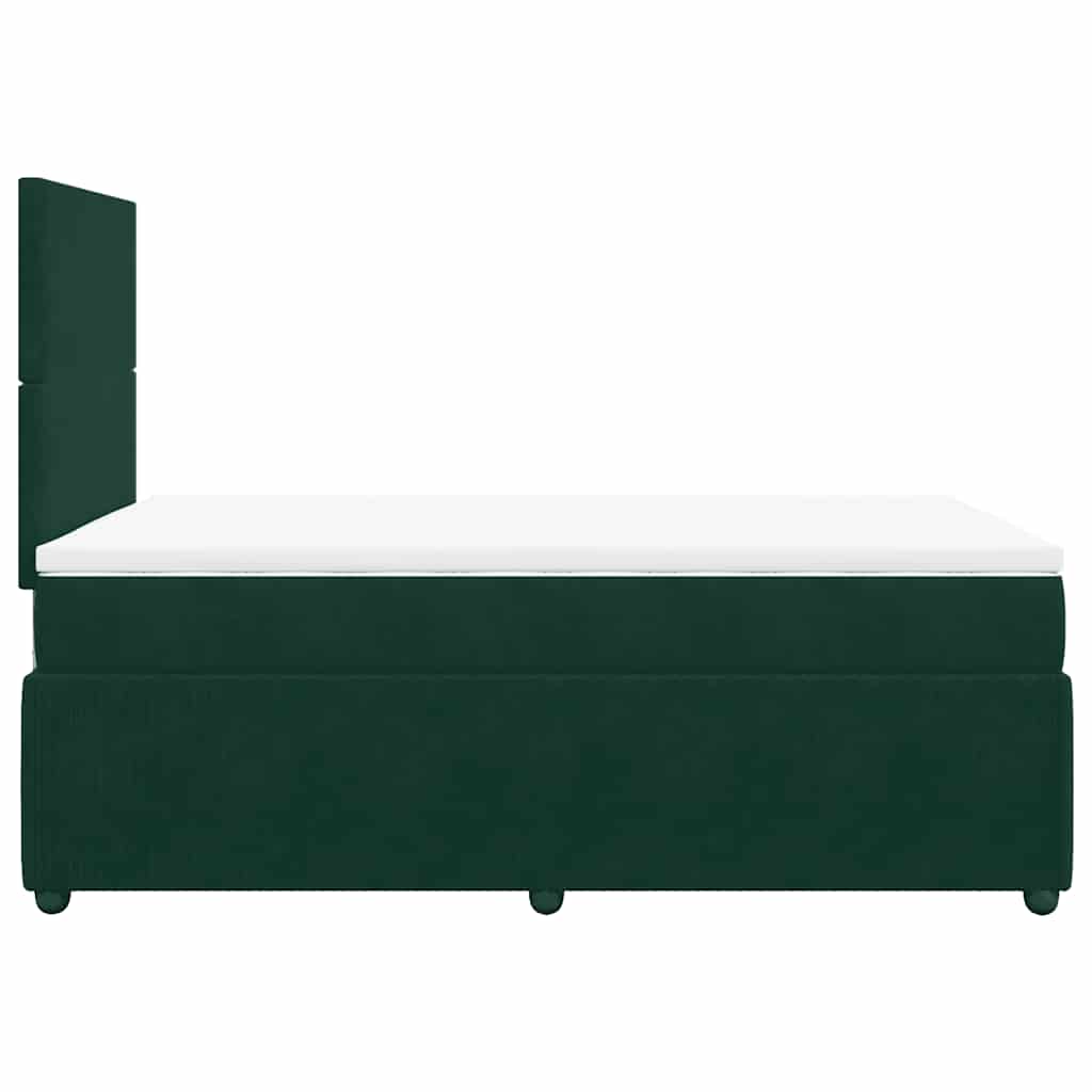 vidaXL Κρεβάτι Boxspring με Στρώμα Σκούρο Πράσινο 120x200εκ. Βελούδινο