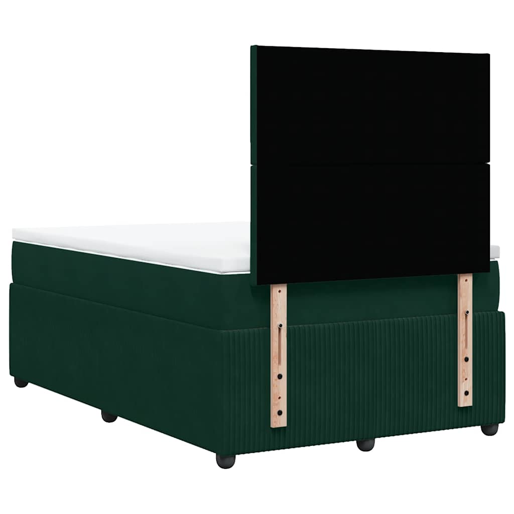 vidaXL Κρεβάτι Boxspring με Στρώμα Σκούρο Πράσινο 120x200εκ. Βελούδινο