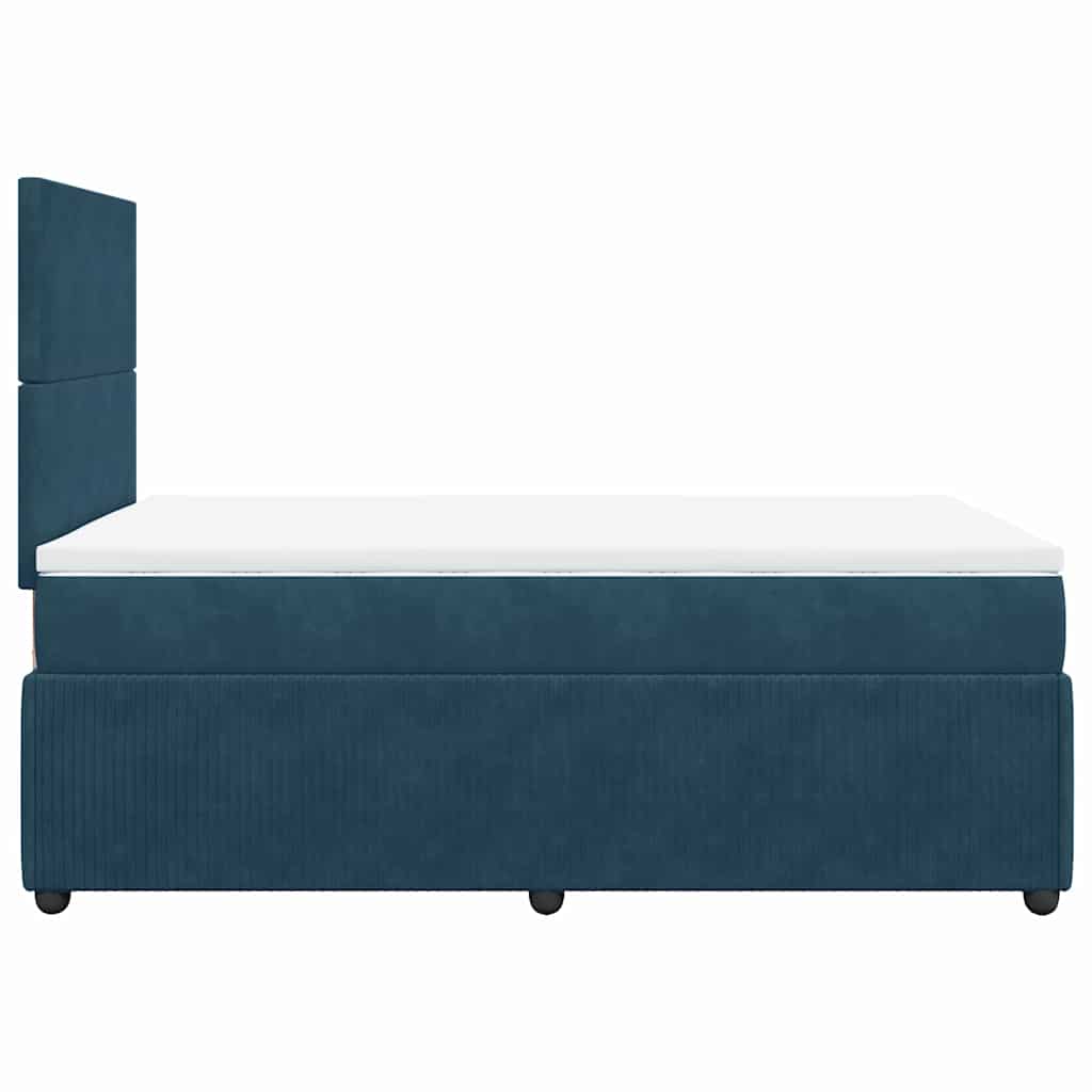 vidaXL Κρεβάτι Boxspring με Στρώμα Σκούρο Μπλε 120x200 εκ. Βελούδινο