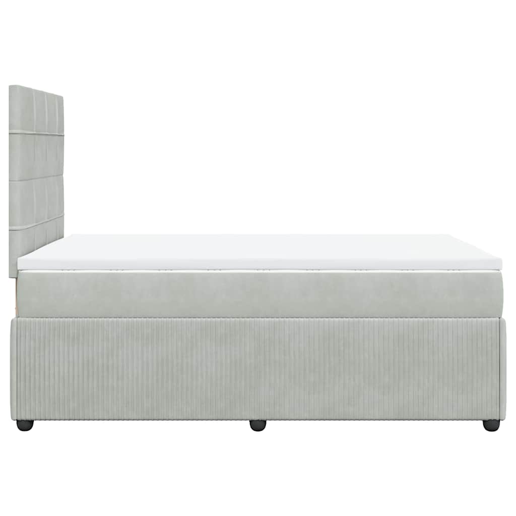 vidaXL Κρεβάτι Boxspring με Στρώμα Ανοιχτό Γκρι 120x200 εκ. Βελούδινο