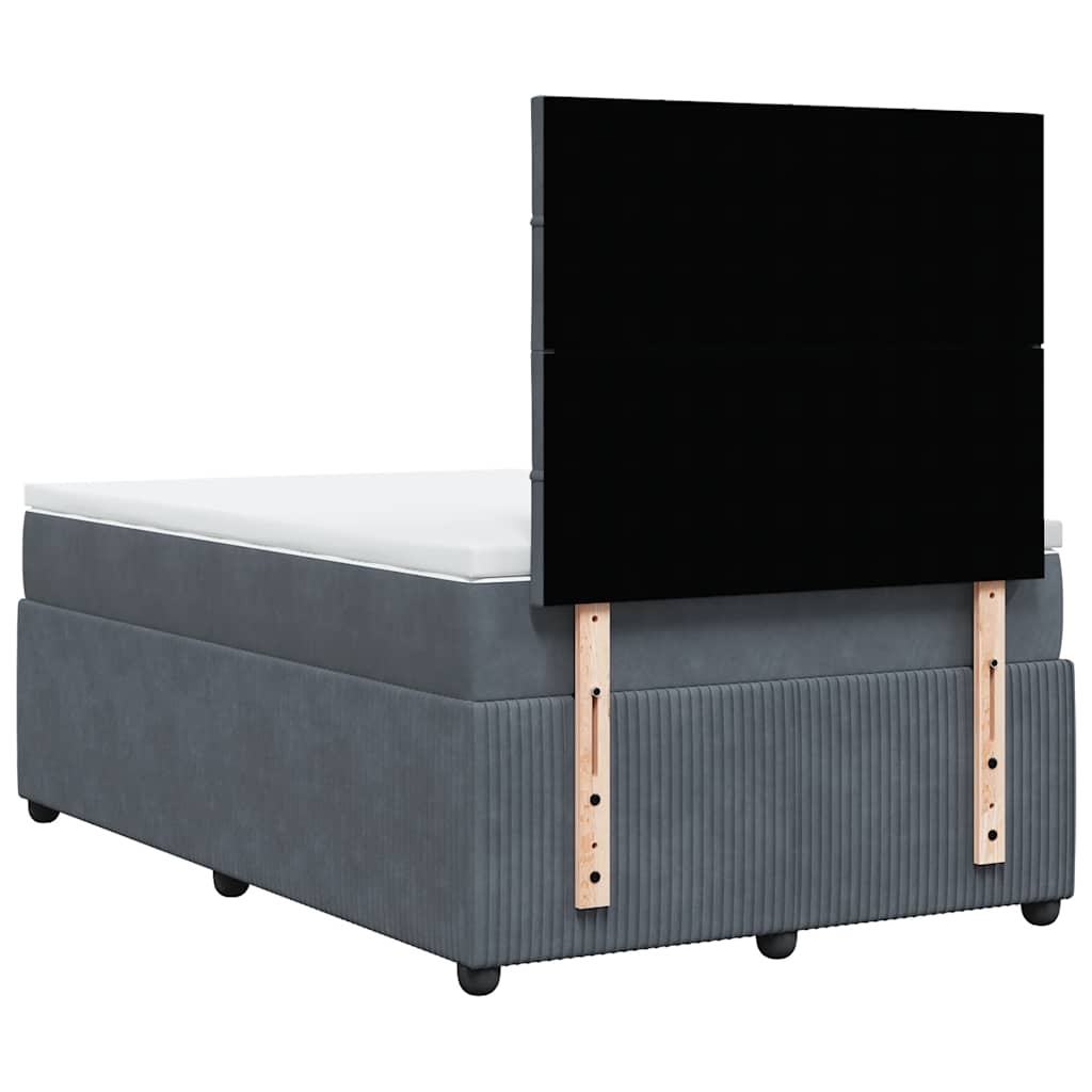 vidaXL Κρεβάτι Boxspring με Στρώμα Σκούρο Γκρι 120x200 εκ. Βελούδινο