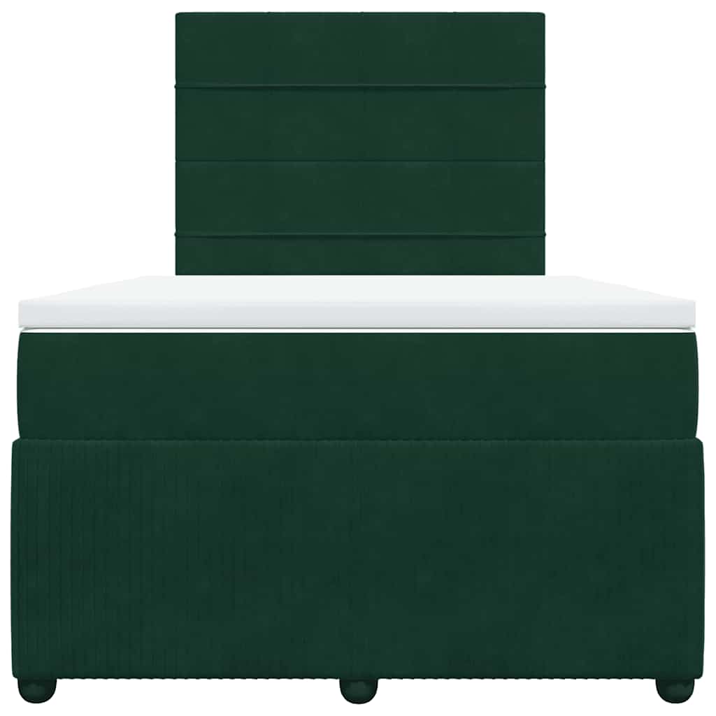 vidaXL Κρεβάτι Boxspring με Στρώμα Σκούρο Πράσινο 120x200εκ. Βελούδινο