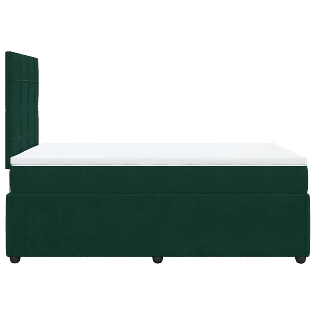 vidaXL Κρεβάτι Boxspring με Στρώμα Σκούρο Πράσινο 120x200εκ. Βελούδινο
