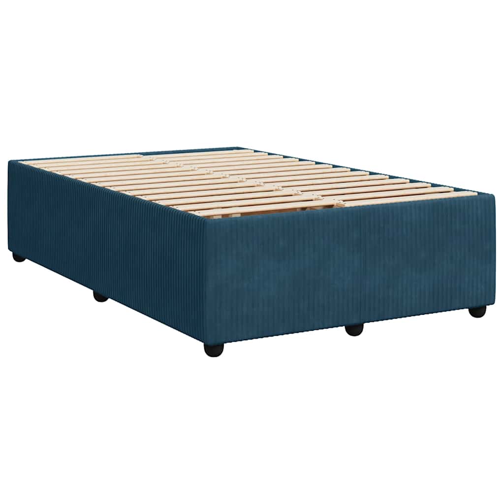 vidaXL Κρεβάτι Boxspring με Στρώμα Σκούρο Μπλε 120x200 εκ. Βελούδινο