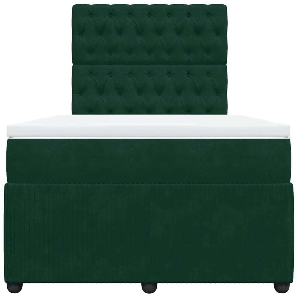 vidaXL Κρεβάτι Boxspring με Στρώμα Σκούρο Πράσινο 120x200εκ. Βελούδινο