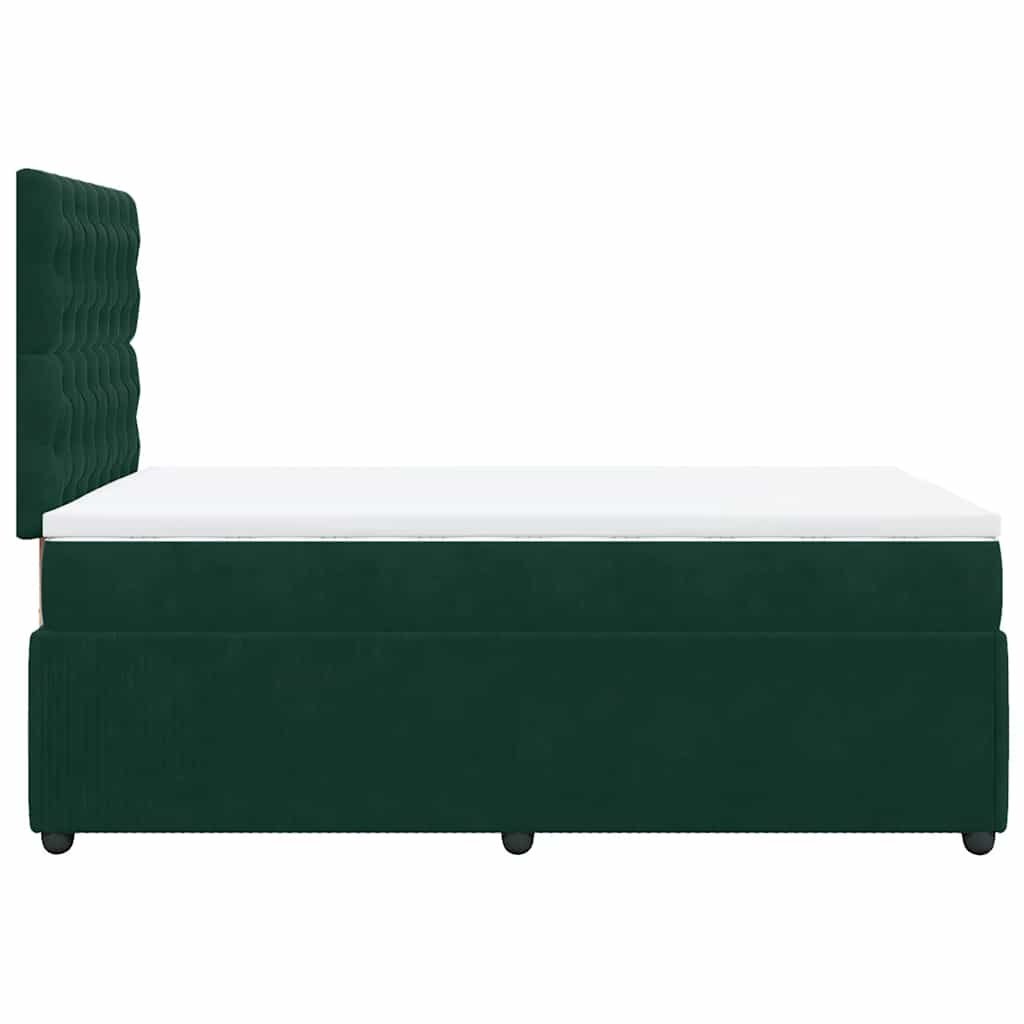 vidaXL Κρεβάτι Boxspring με Στρώμα Σκούρο Πράσινο 120x200εκ. Βελούδινο